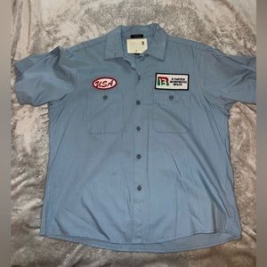 R13 Trucker Blue Short Sleeve button up Shirt - size Med